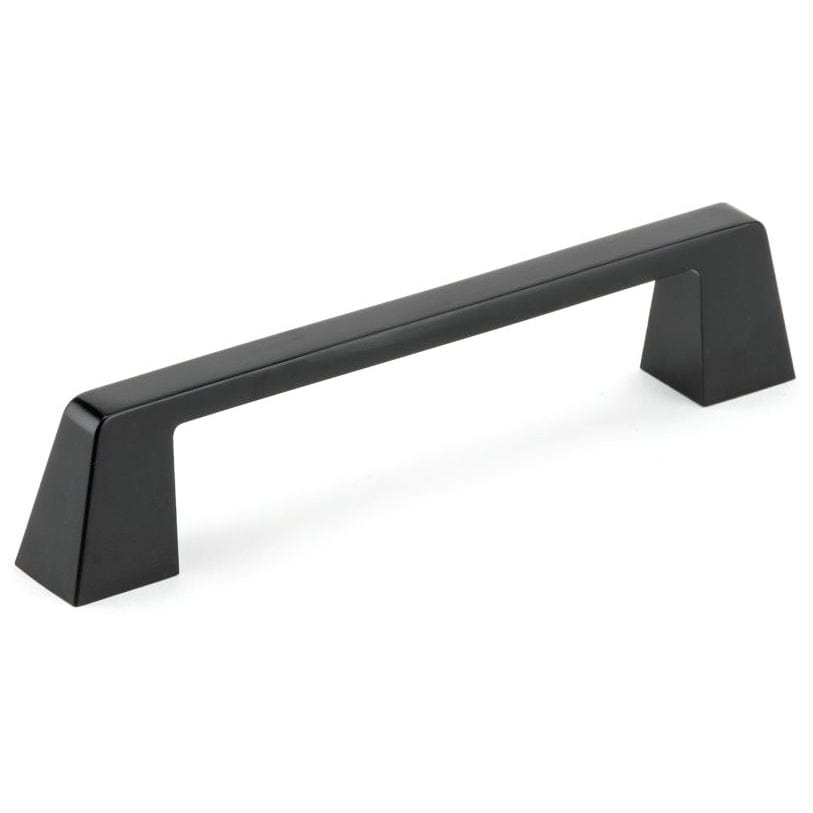 Contemporary Metal Pull with Flared Feet - 5-1/16" Center-to-Center - 6-13/32" OL - Matte Black