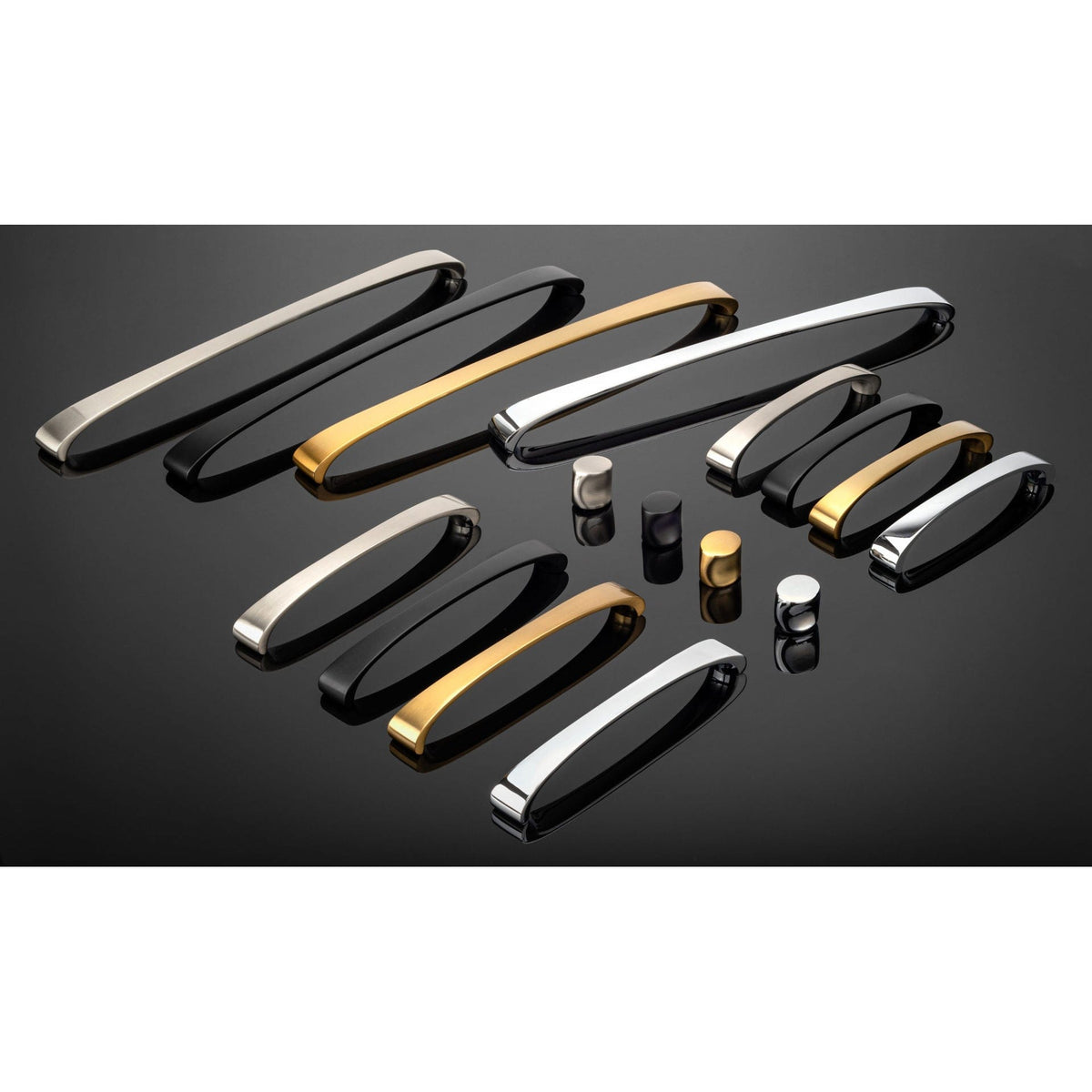 Modern Contemporary Arched Pull with Rounded Flared Ends - 5-1/16" Center-to-Center - Matte Black - 5-5/8" L