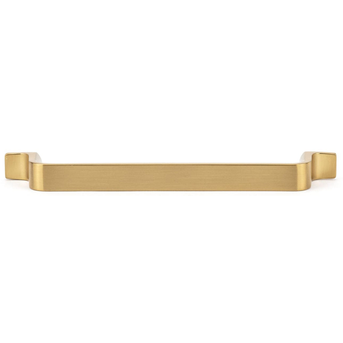 Contemporary Pull with Rounded Corners and L-shaped Feet - 6-5/16" Center-to-Center - 7-23/32" OL - Aurum Brushed Gold