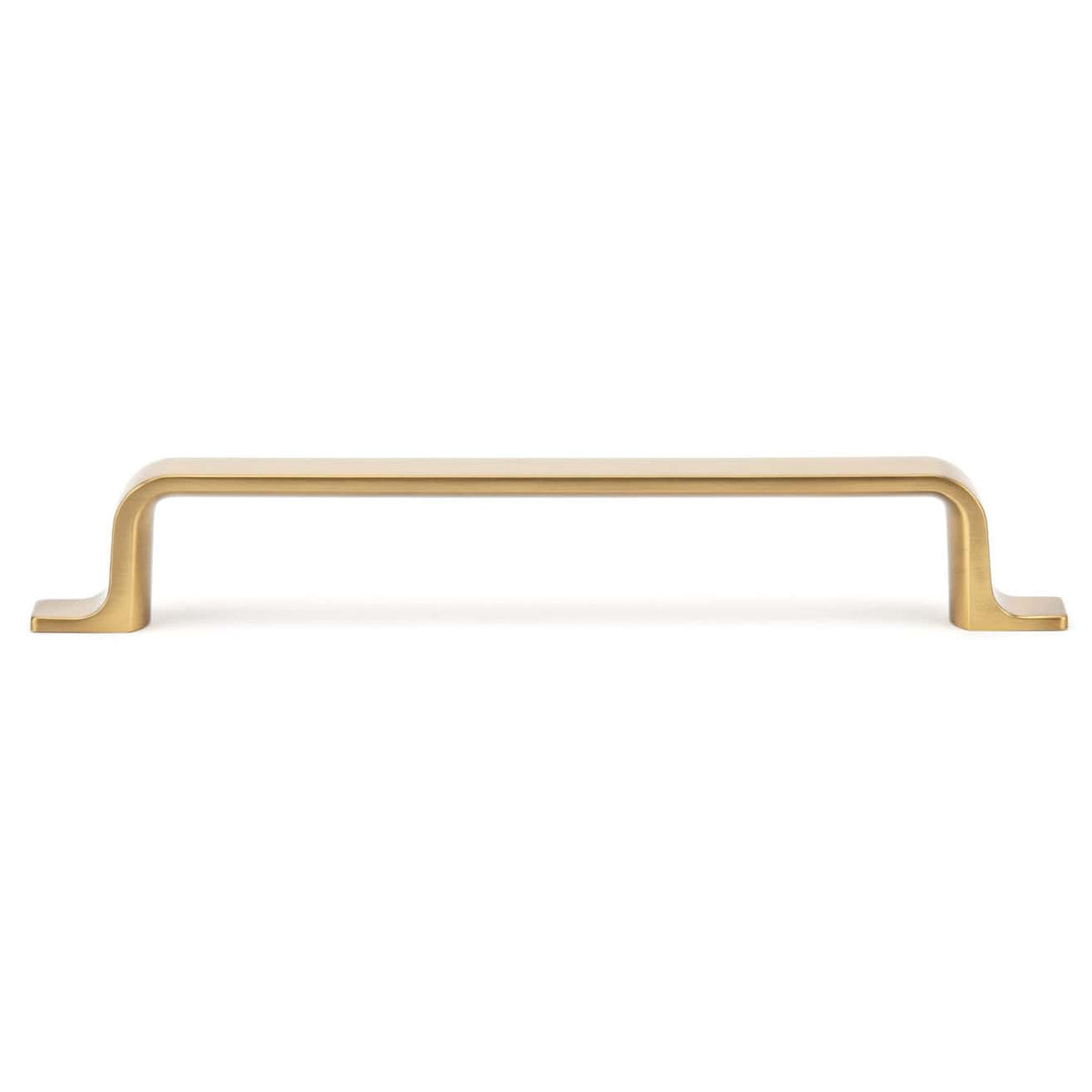 Contemporary Pull with Rounded Corners and L-shaped Feet - 6-5/16" Center-to-Center - 7-23/32" OL - Aurum Brushed Gold