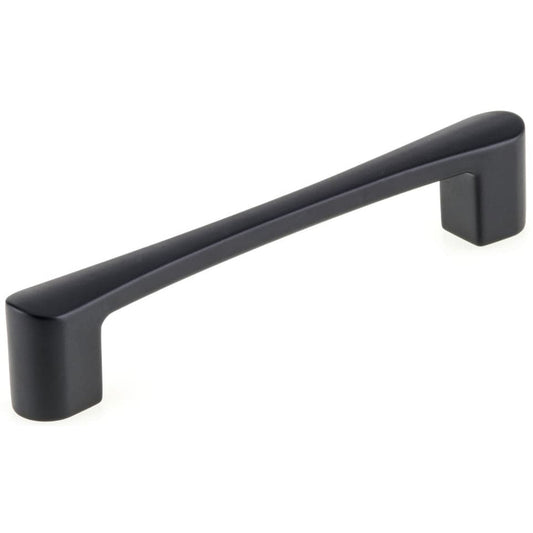 Contemporary Arched Pull with Rounded Flared Ends - 5-1/16" Center-to-Center - Matte Black 5-21/32" OL