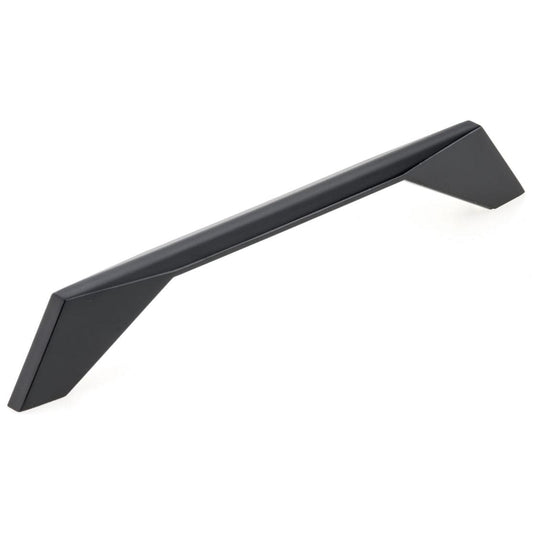 Contemporary Pull with Flared Geometric Posts - 6-5/16" Center-to-Center - 7-5/32" OL - Matte Black