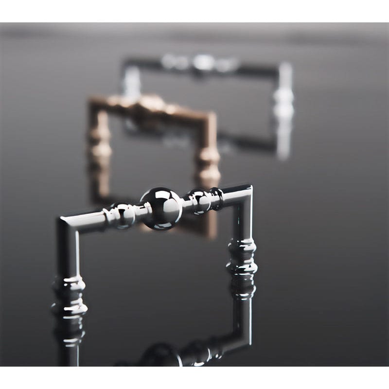 Traditional Metal Pull with Beads and Rings on Handle - 3-3/4" Center-to-Center - 4-3/8" OL - Brushed Nickel