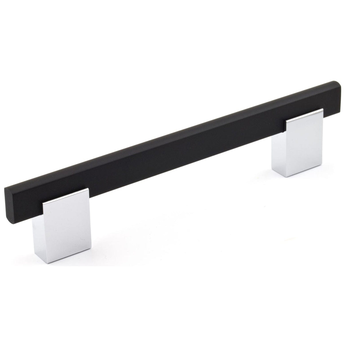 Contemporary Pull, 5-1/16" Center-to-Center, Chrome, Matte Black
