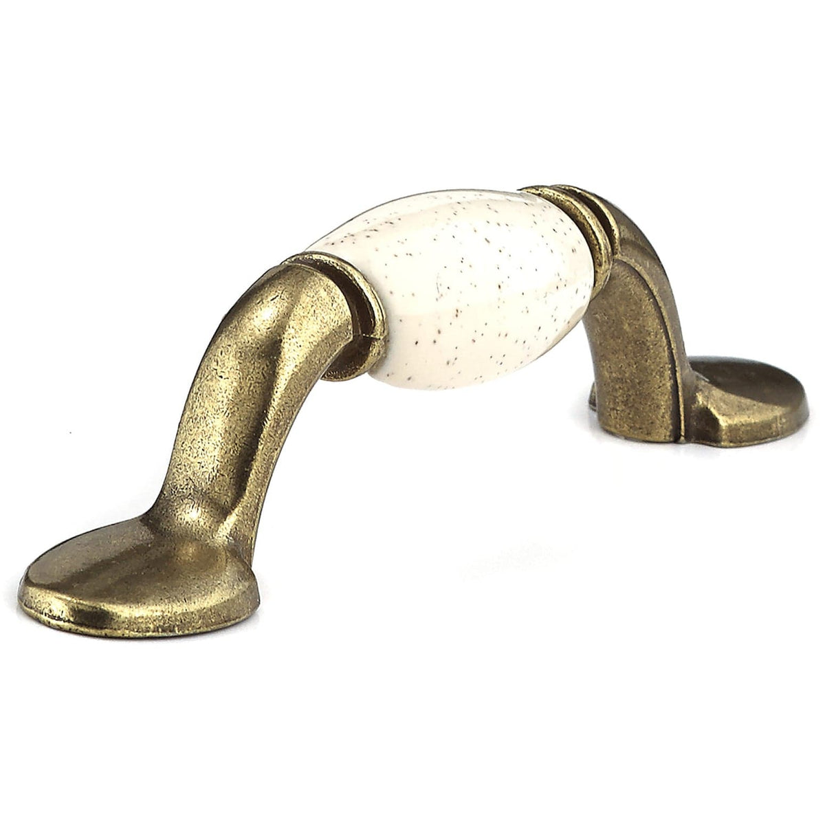 Traditional Pull, 3" Center-to-Center, Oatmeal, Burnished Brass
