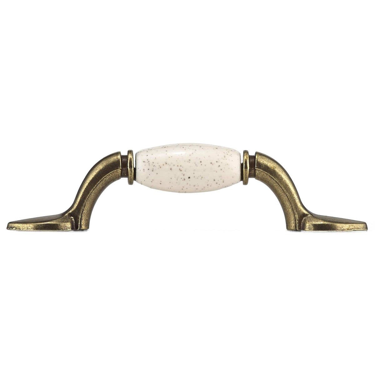 Traditional Pull, 3" Center-to-Center, Oatmeal, Burnished Brass