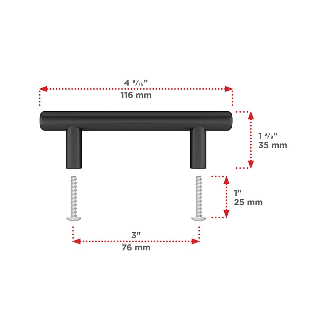 Contemporary Pull, 1/8" Center-to-Center, Matte Black