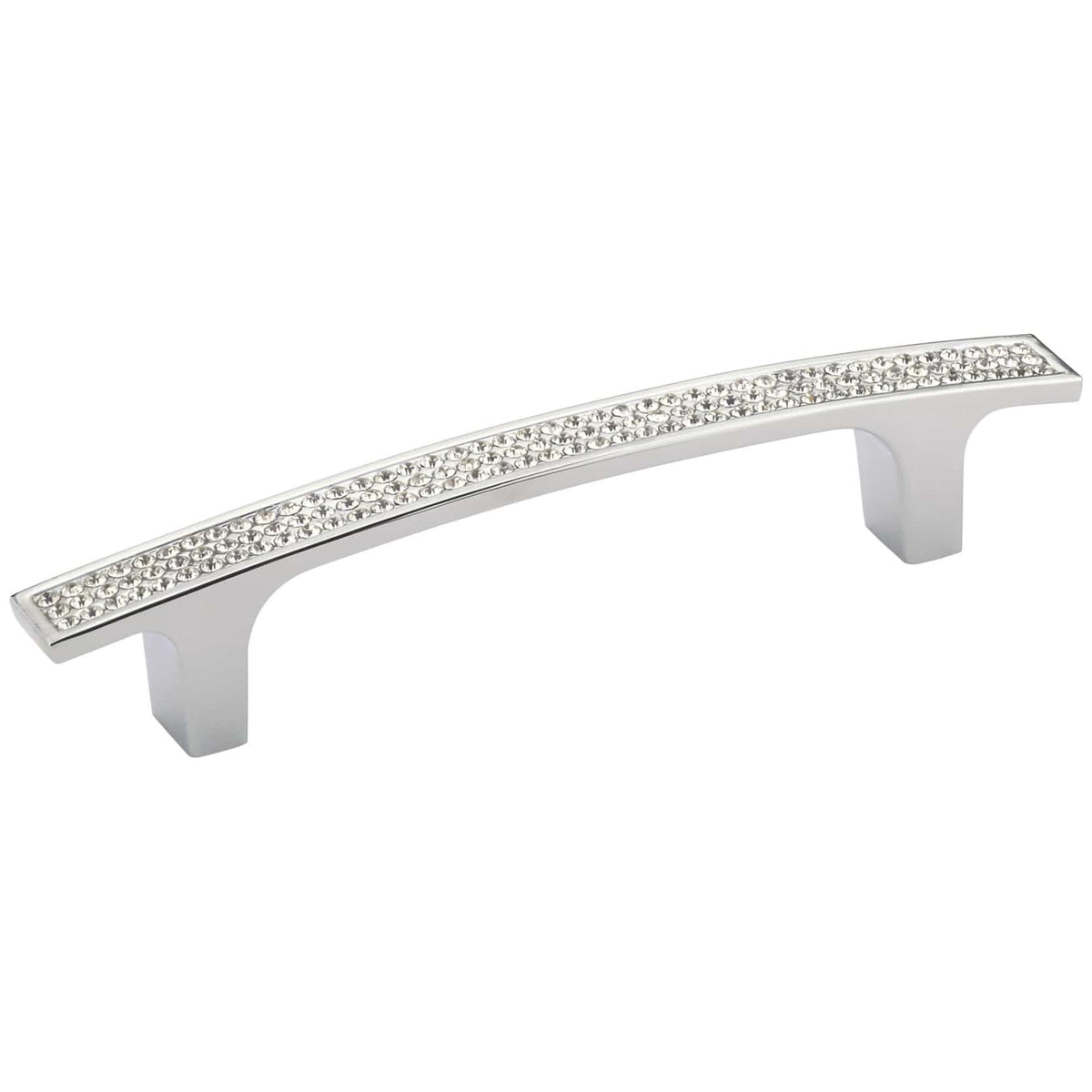Contemporary Pull, 3-3/4" Center-to-Center, Crystal, Chrome