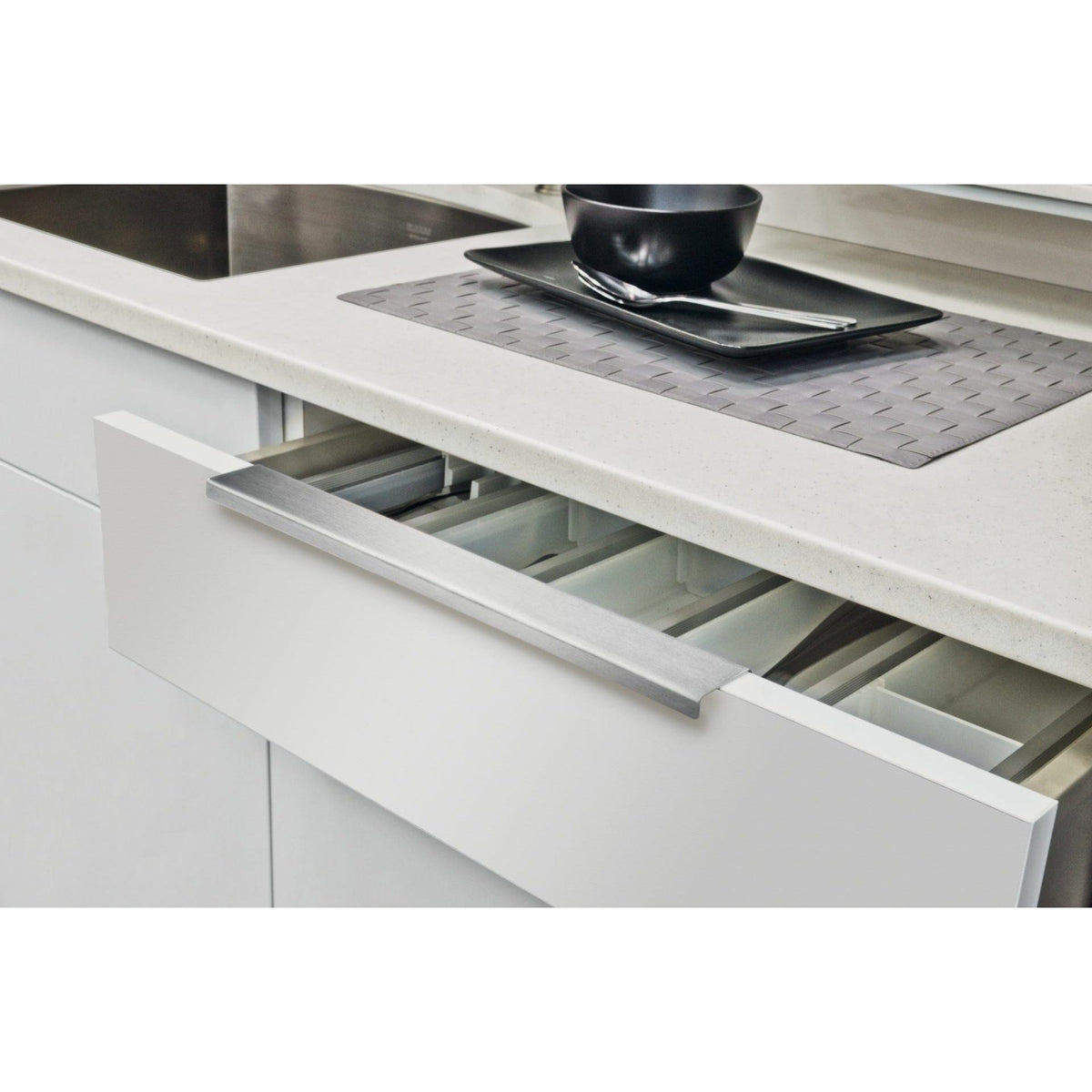 Contemporary Edge Pull, 20" Center-to-Center, Stainless Steel