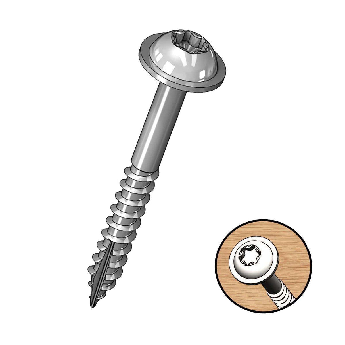 PocketScrews - Washer Head - T20 Star Drive - Zinc