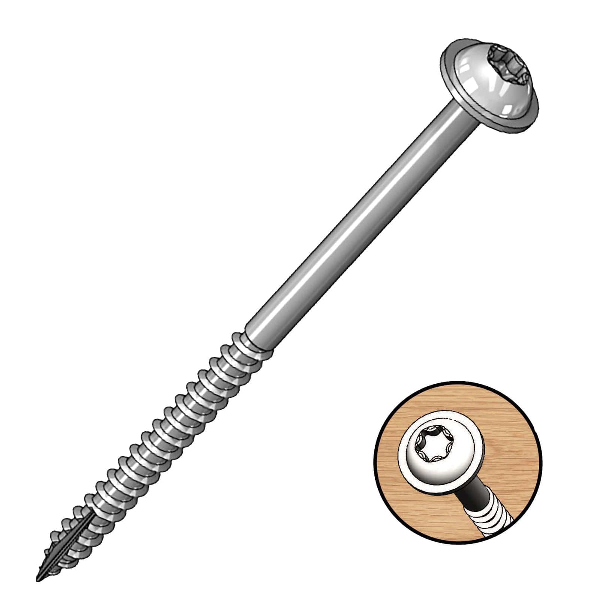 PocketScrews - Washer Head - T20 Star Drive - Zinc