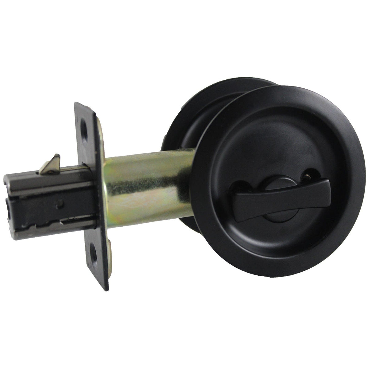 2-7/16" (62 mm) Pocket Door Pull Round Flat Black Privacy
