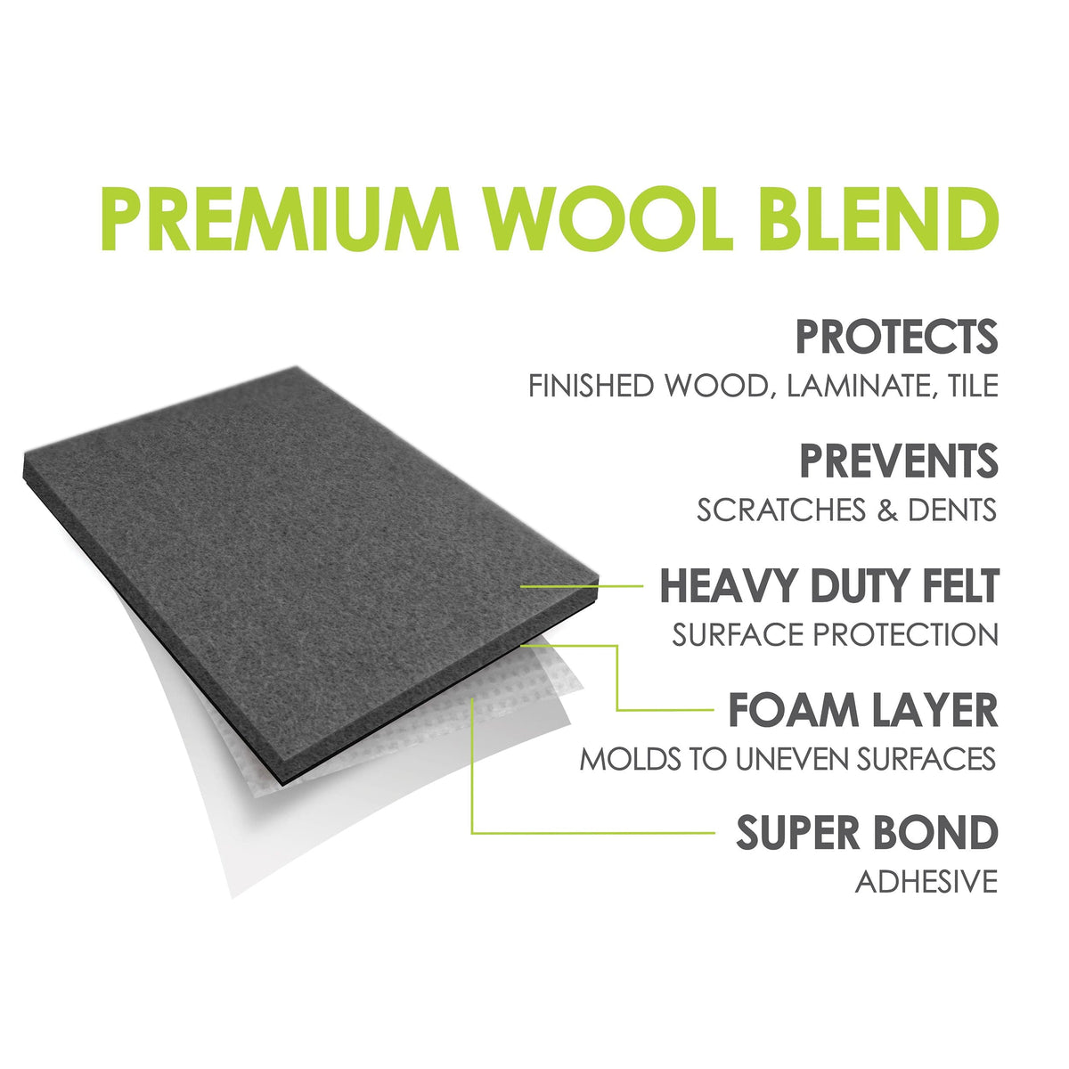 4-1/2" x 6" Heavy-Duty Self-Stick Felt Pad - Pair
