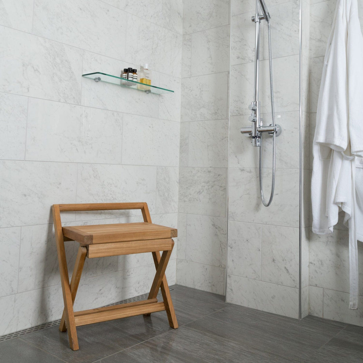 Folding Shower Bench 16" (40 cm) with Handle