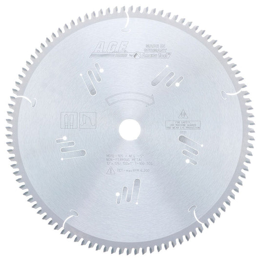 12" x 100T x 1" Bore - Thin Walled Aluminum and Non-Ferrous Metal Saw Blade - TCG