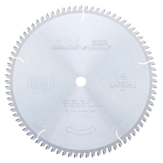 10" x 80T x 5/8" Bore - Thin Walled Aluminum and Non-Ferrous Metal Saw Blade - TCG
