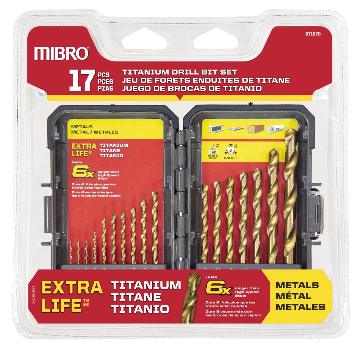 Titanium Nitride Coated High Speed Steel Drill Bit Set