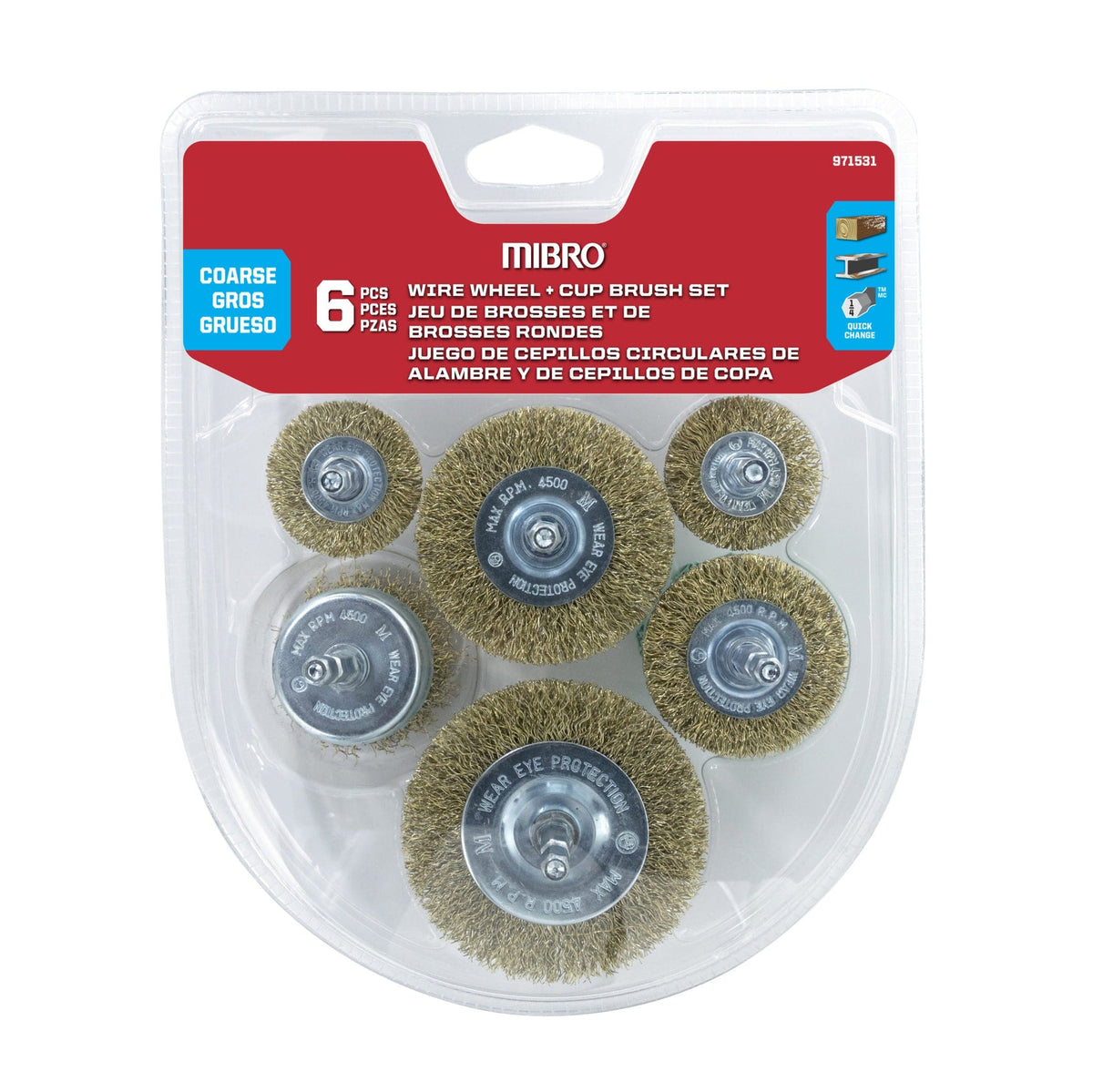 Wire Wheel Brush Set 1-1/2" to 3" (38.1 mm to 76.2 mm)