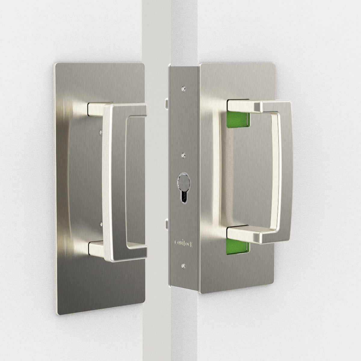 Cavity Sliders CL400 ADA Magnetic Bi-Parting  Pocket Door Handle for 1-3/4" Door Satin Chrome Emergengy/Snib