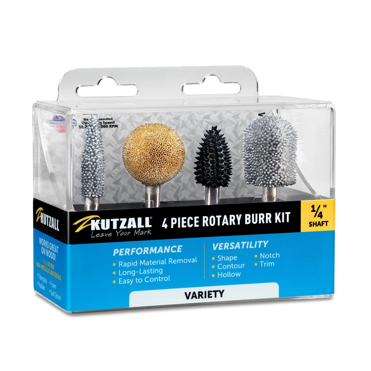 Variety Rotary Burr Kit - 1/4" Shaft - 4 Piece