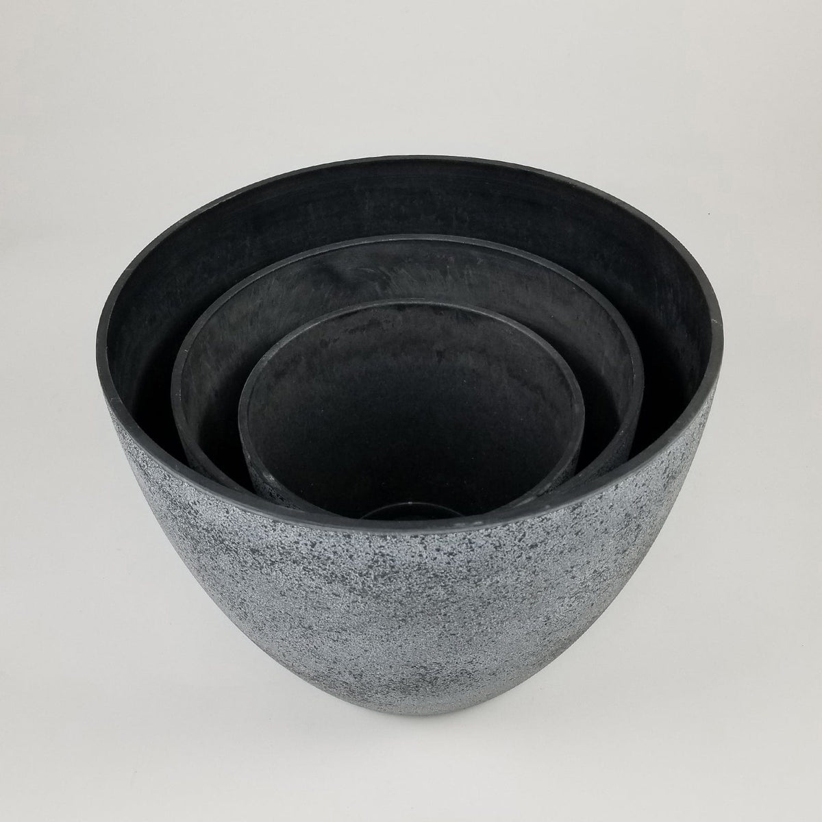 Round Spackled Nested Planter Set Gray Set of 3