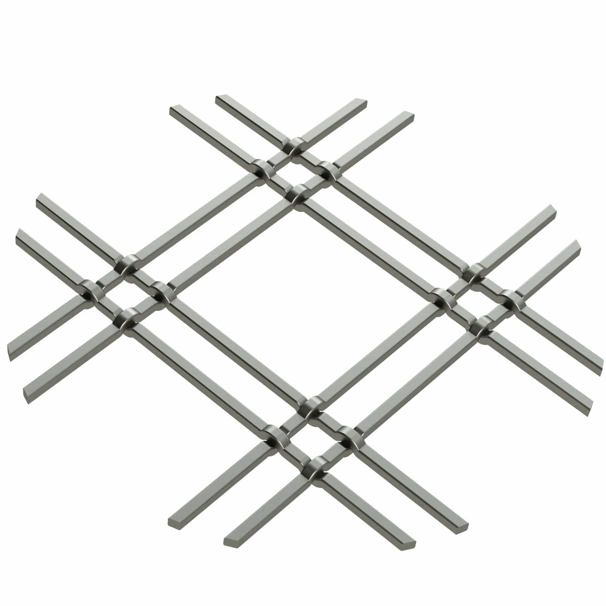 1" Flat Double Diamond Decorative Grille - Antique Pewter, 36" W x 48" L Sheet