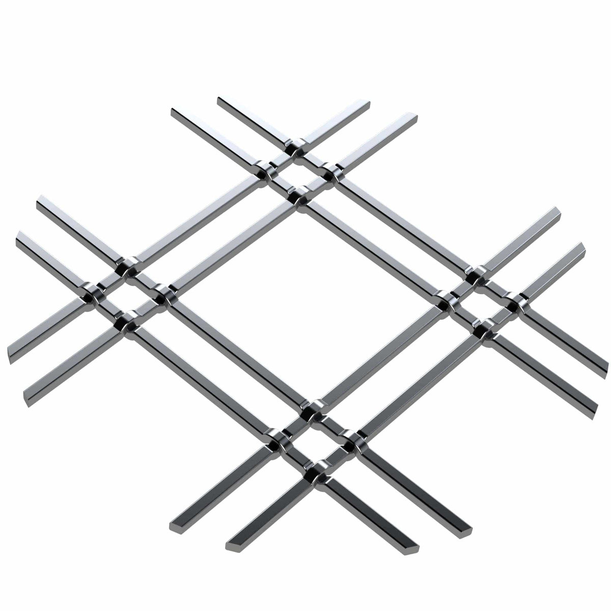 1" Flat Double Diamond Decorative Grille - Satin Nickel, 36" W x 48" L Sheet