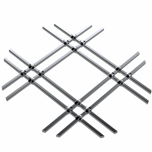 1" Flat Double Diamond Decorative Grille - Satin Nickel, 36" W x 48" L Sheet