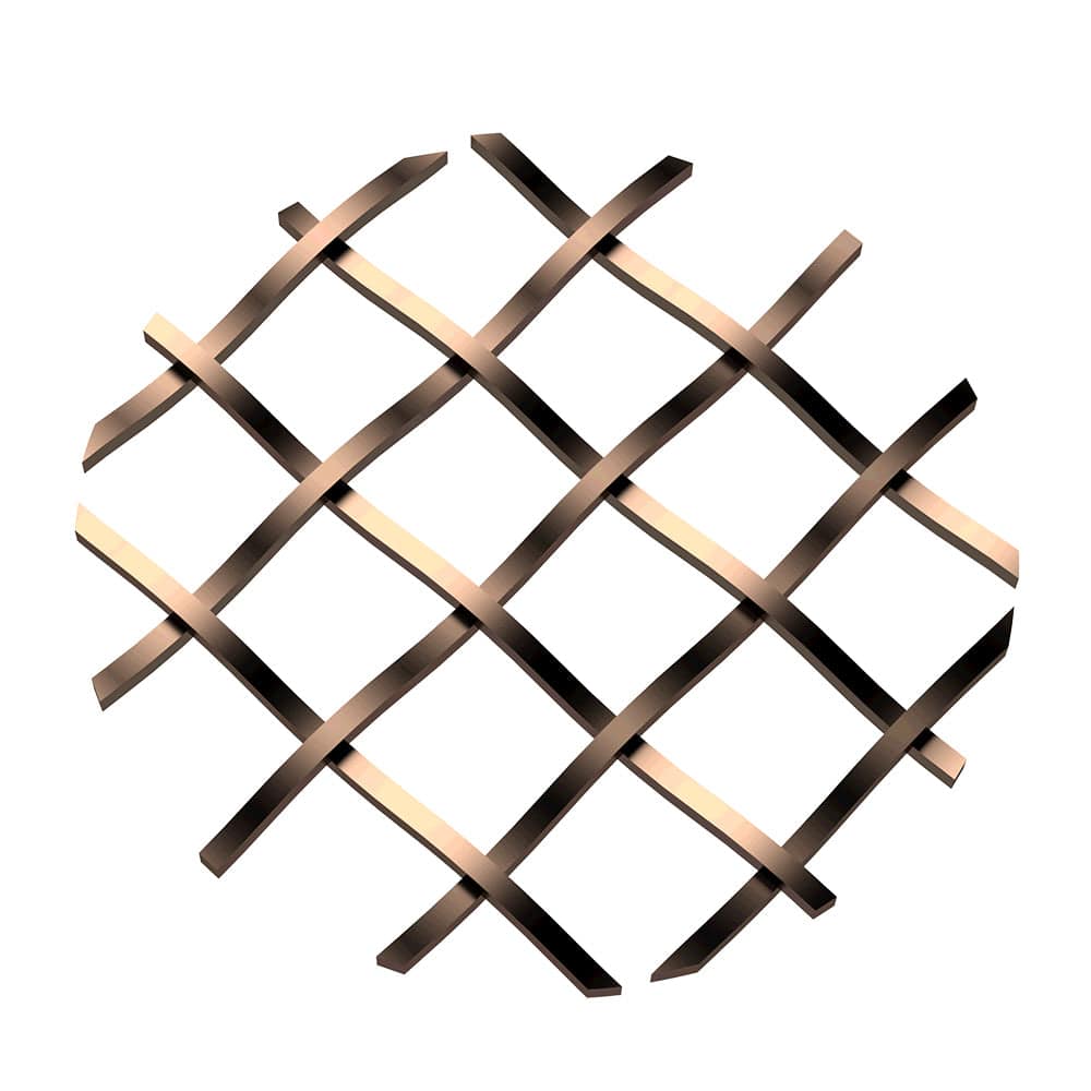 .5" Straight Flat Diamond Decorative Grille - Antique Brass, 36" W x 48" L Sheet