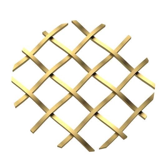 .5" Straight Flat Diamond Decorative Grille - Satin Brass, 36" W x 48" L Sheet