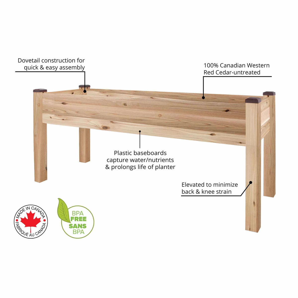 Elevated Cedar Planter 23" X 72" X 30"H