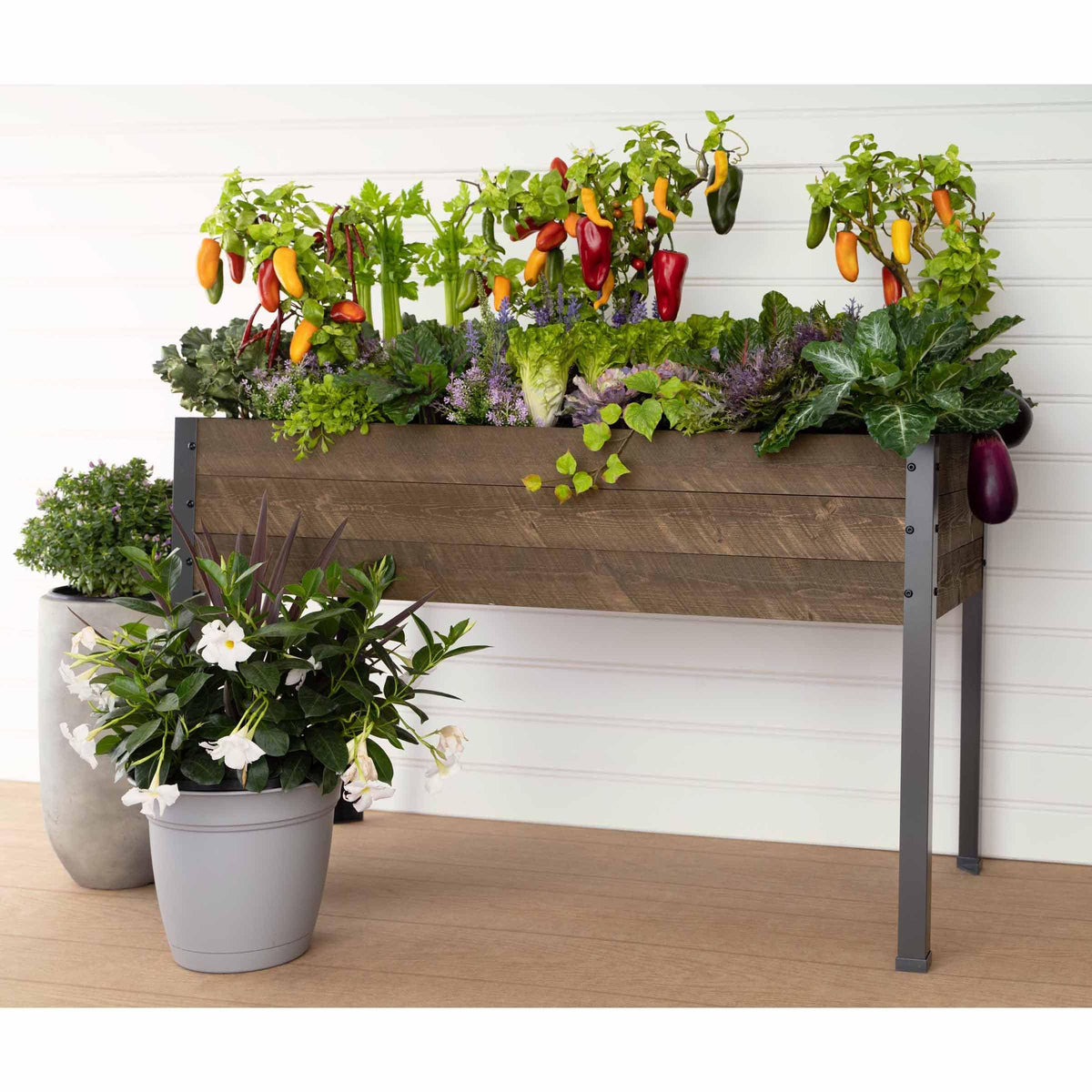 Elevated Planter 21" X 47" X 30"H Brown