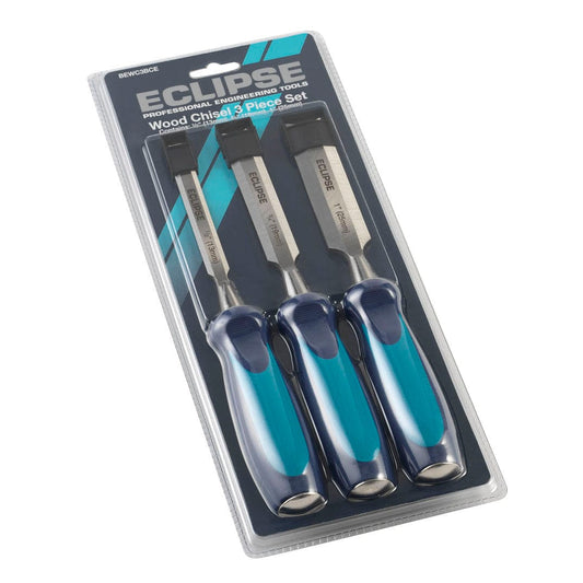 3 pc Wood Chisel with Ergonomic Soft Handle 1/2", 3/4", 1"