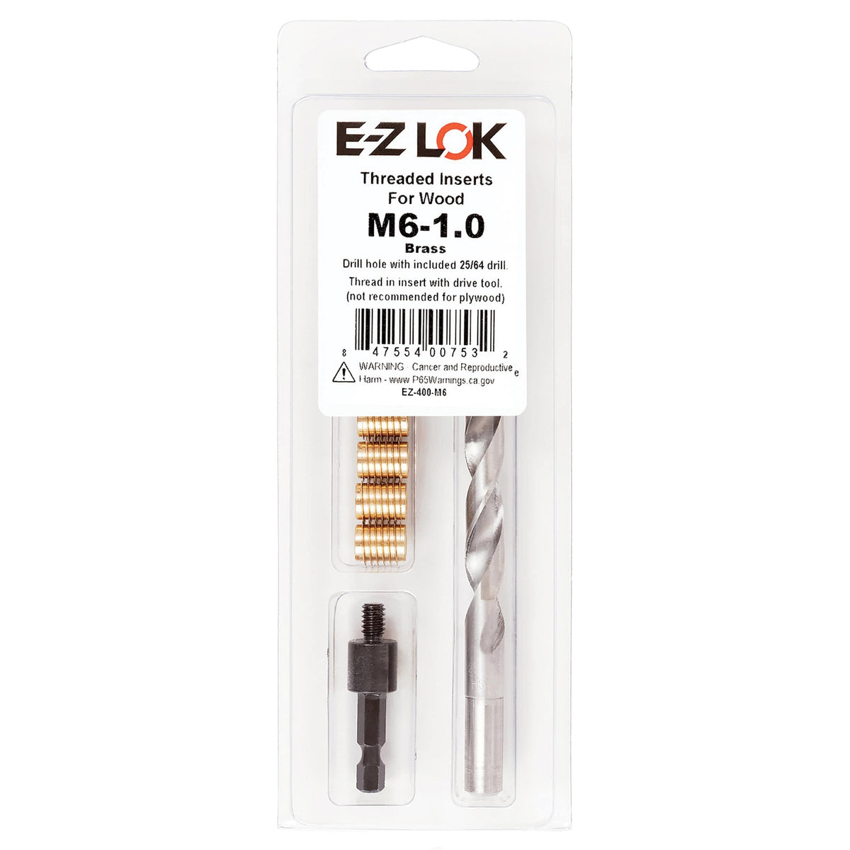E-Z Knife M6-1.0 Threaded Insert Kit - Brass