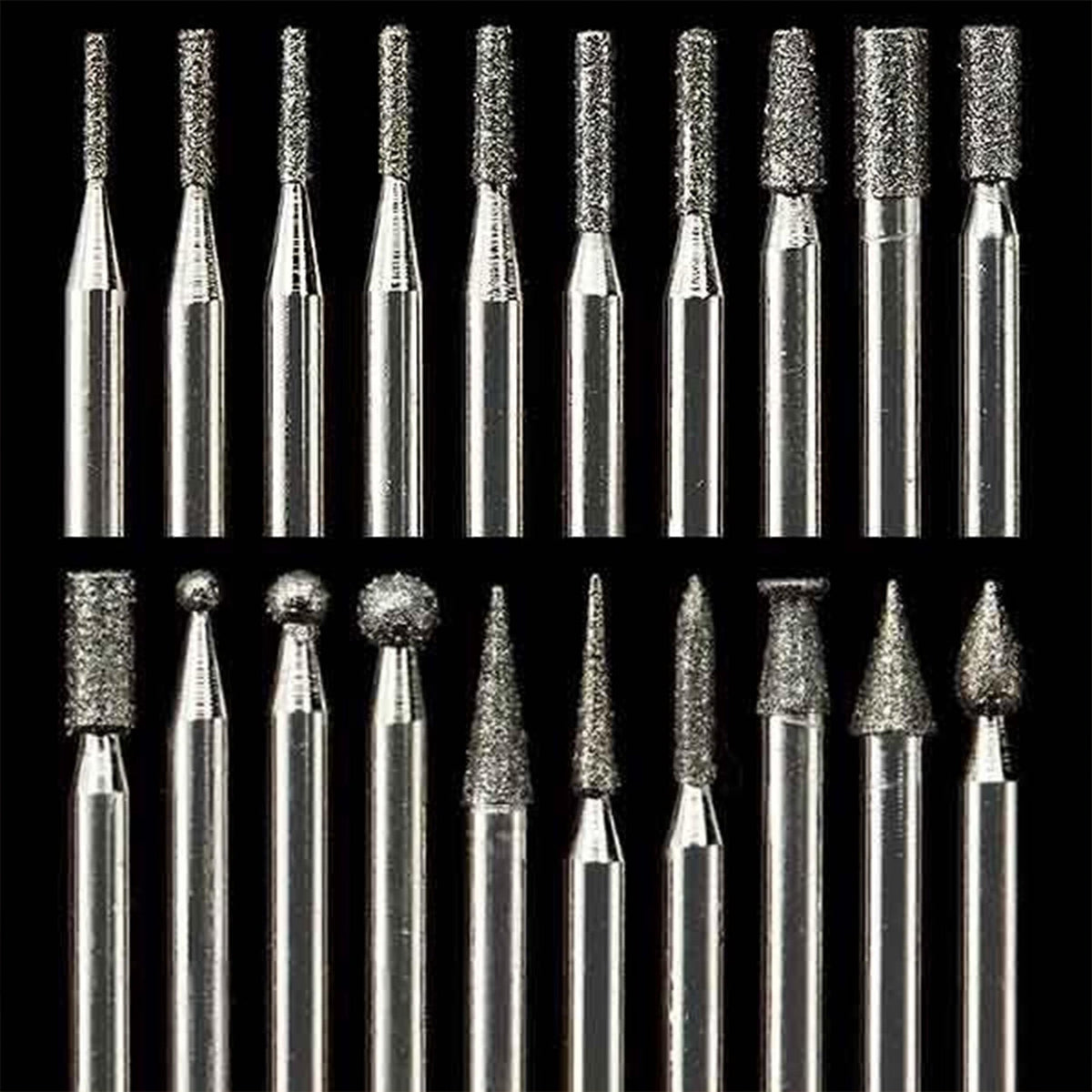 Diamond Dust Carving Burr Set - 3/32" Shank - 20 Pack