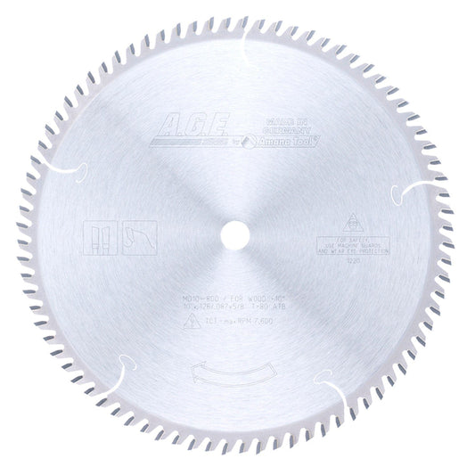 10" x 80T Carbide Tipped Cut-Off and Crosscut Blade, 10 Degree, 5/8" Bore