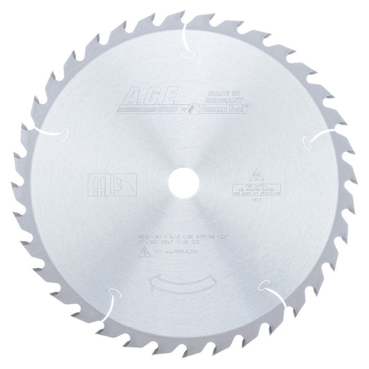 12" x 36T Carbide Tipped, Glue Line Ripping Blade, 22 1" Bore, TCG