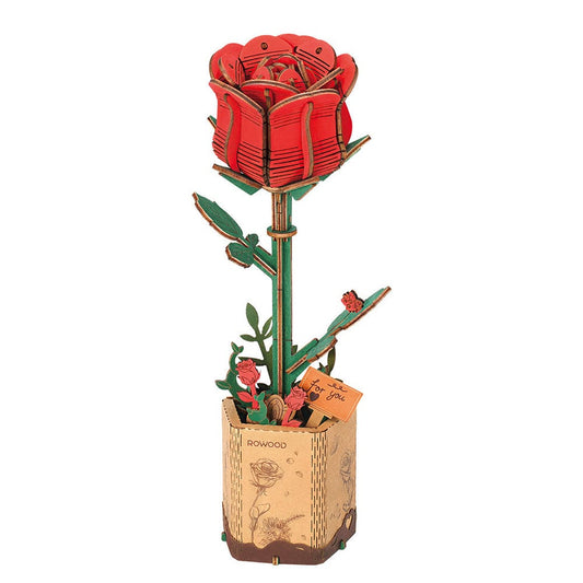 Red Rose 3D Wood Puzzle Kit