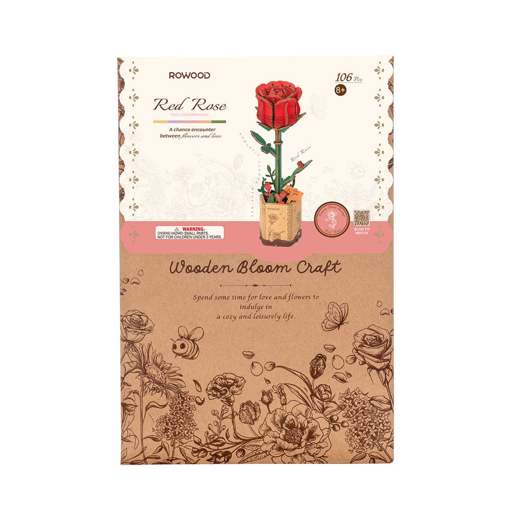 Red Rose 3D Wood Puzzle Kit