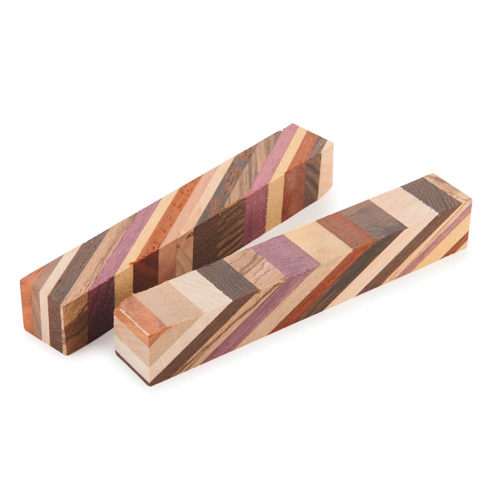 Diagonal Cut Laminated Pen Blanks - 3/4" x 3/4" x 5" - 2 Piece