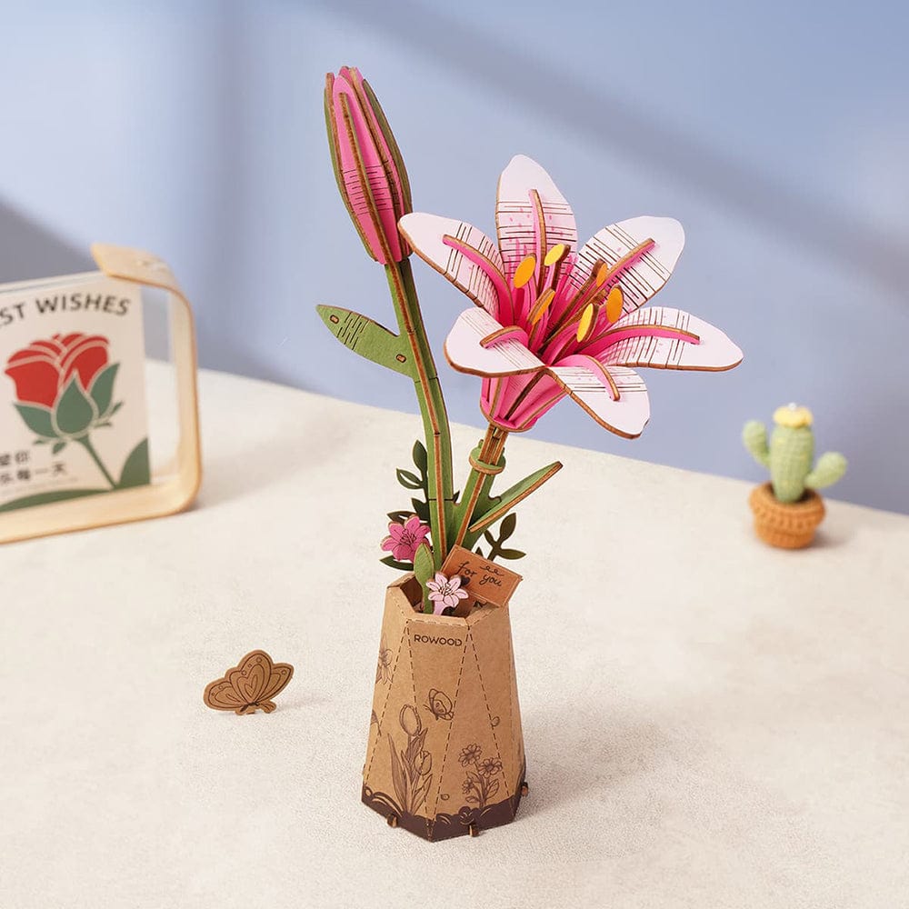 Pink Lily 3D Wood Puzzle Kit