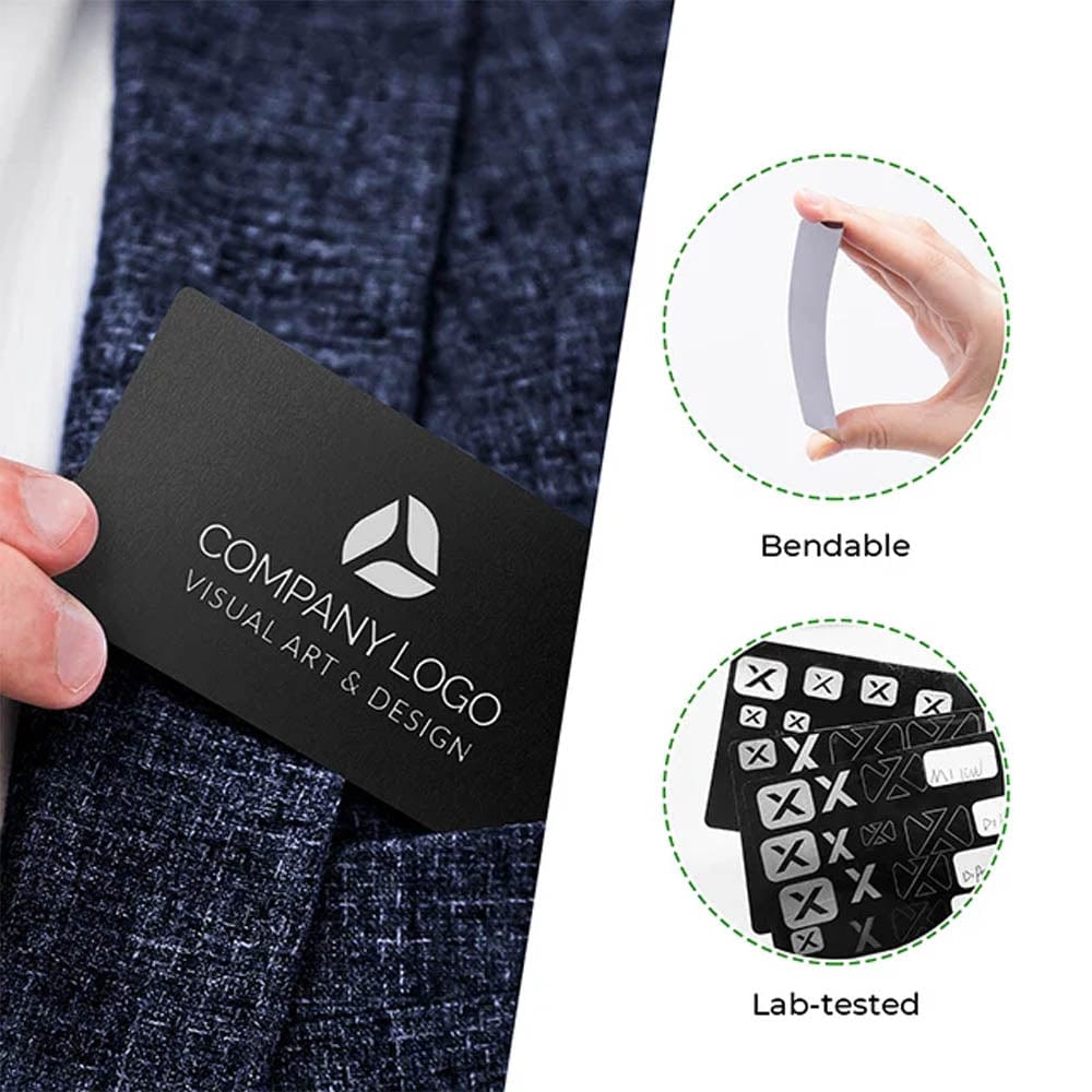 Black Engravable Metal Business Cards - 60 Pack