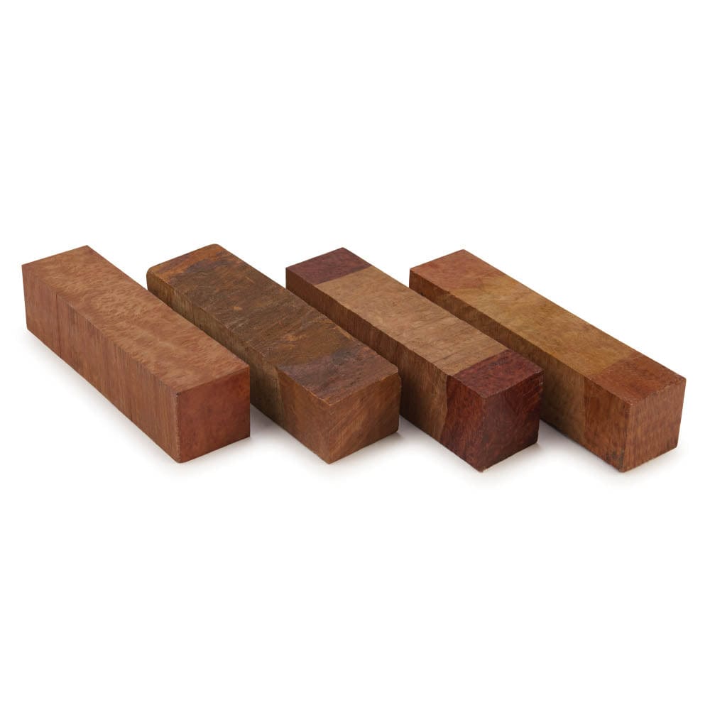 Australian Burl Wood Blanks - 1-1/2" x 1-1/2" x 6" - 4 Pack