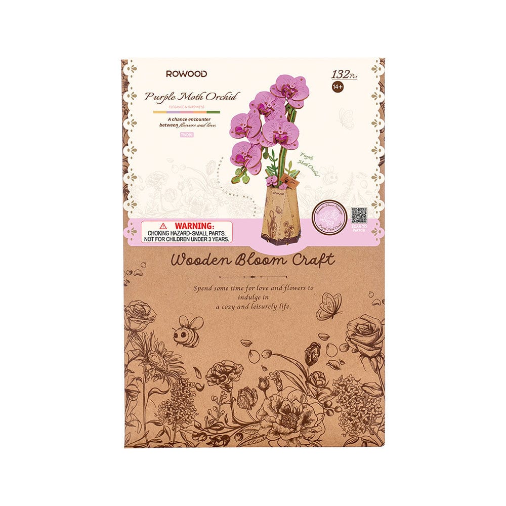 Purple Moth Orchid 3D Wood Puzzle Kit