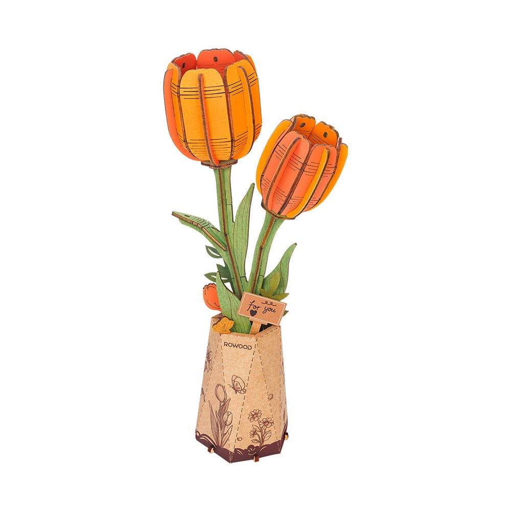 Orange Tulip 3D Wood Puzzle Kit