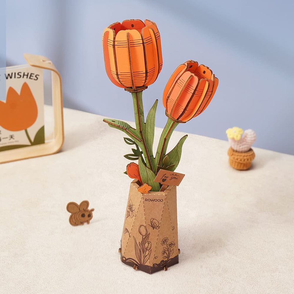 Orange Tulip 3D Wood Puzzle Kit