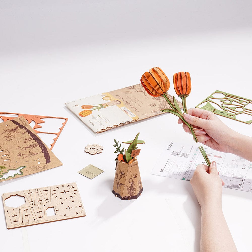 Orange Tulip 3D Wood Puzzle Kit