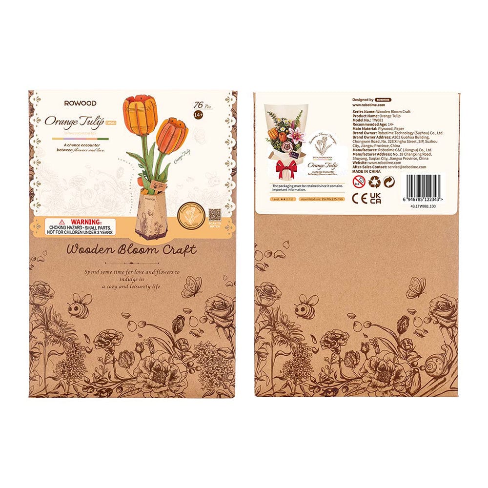 Orange Tulip 3D Wood Puzzle Kit