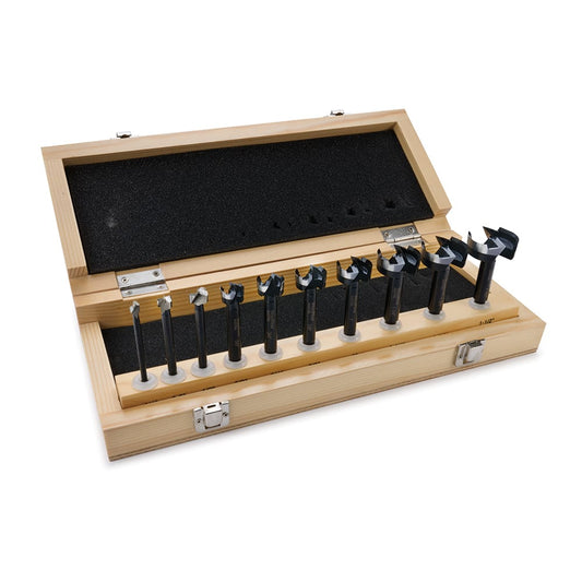 Austrian-Forged Carbon Steel Forstner Bit Set – Imperial - 10 Piece