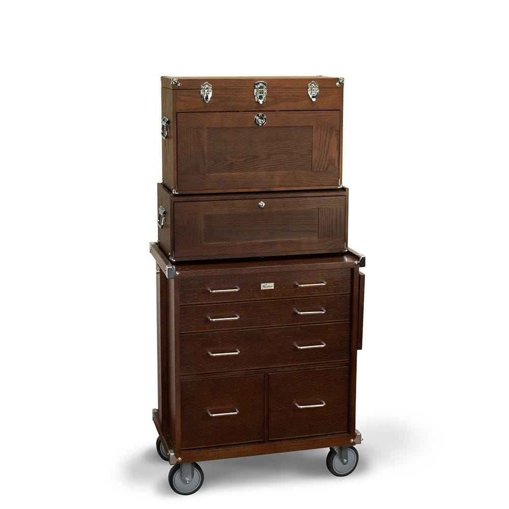 19-Drawer 3 Piece Chest, Base and Roller Set - Dark Oak